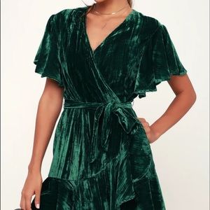BB Dakota Green Velvet wrap dress